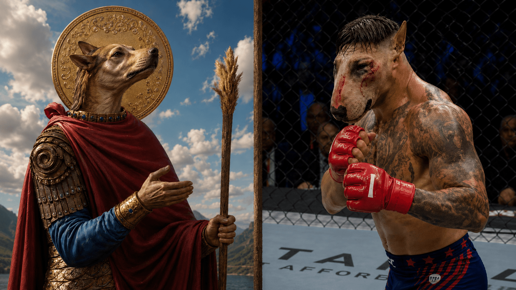Ilia Topuria y San Cristobal perro Ortodoxo